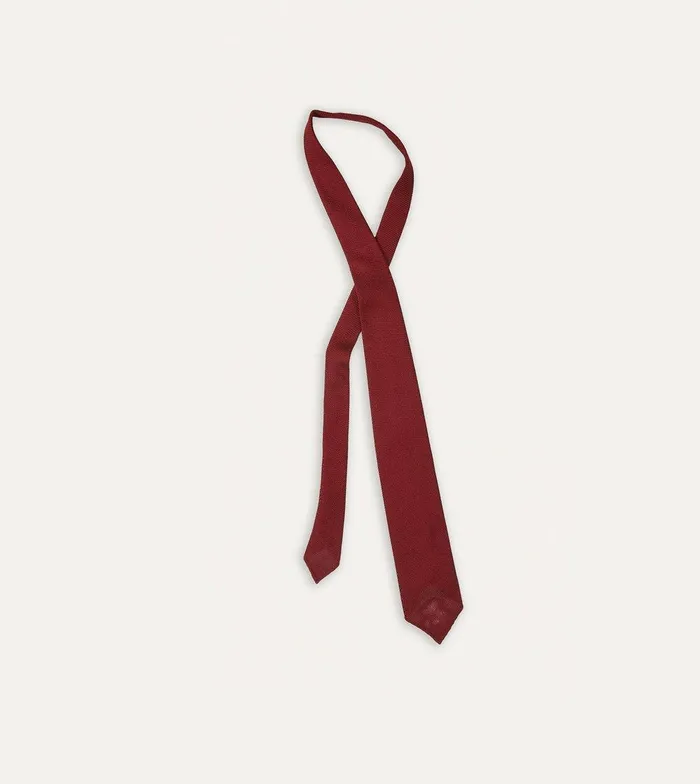Drake039s Red Fine Woven Grenadine Silk Hand Rolled Tie 8211 Ties