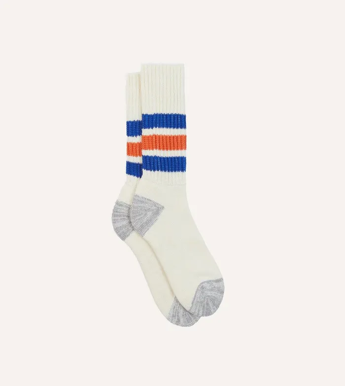 Drake039s RoToTo Blue And Orange Cotton Crew Socks 8211 Accessories