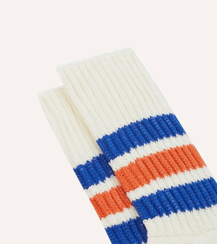 Drake039s RoToTo Blue And Orange Cotton Crew Socks 8211 Accessories