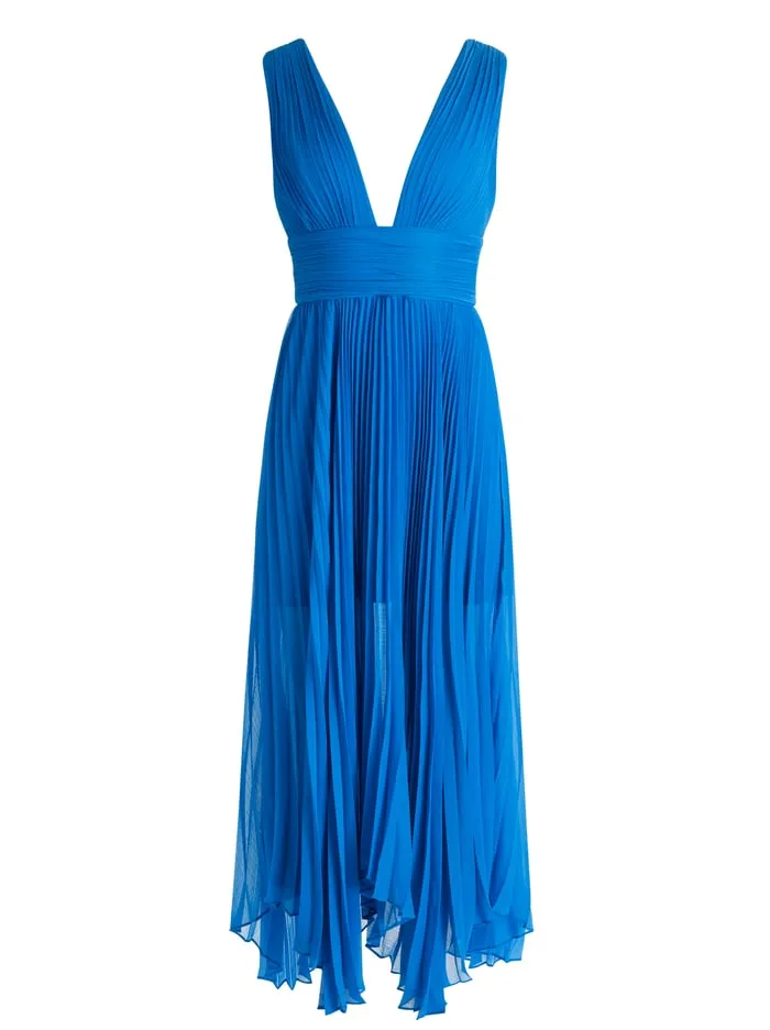 Dresses Women Alice Olivia Adrianna Pleated Maxi Dress French Blue
