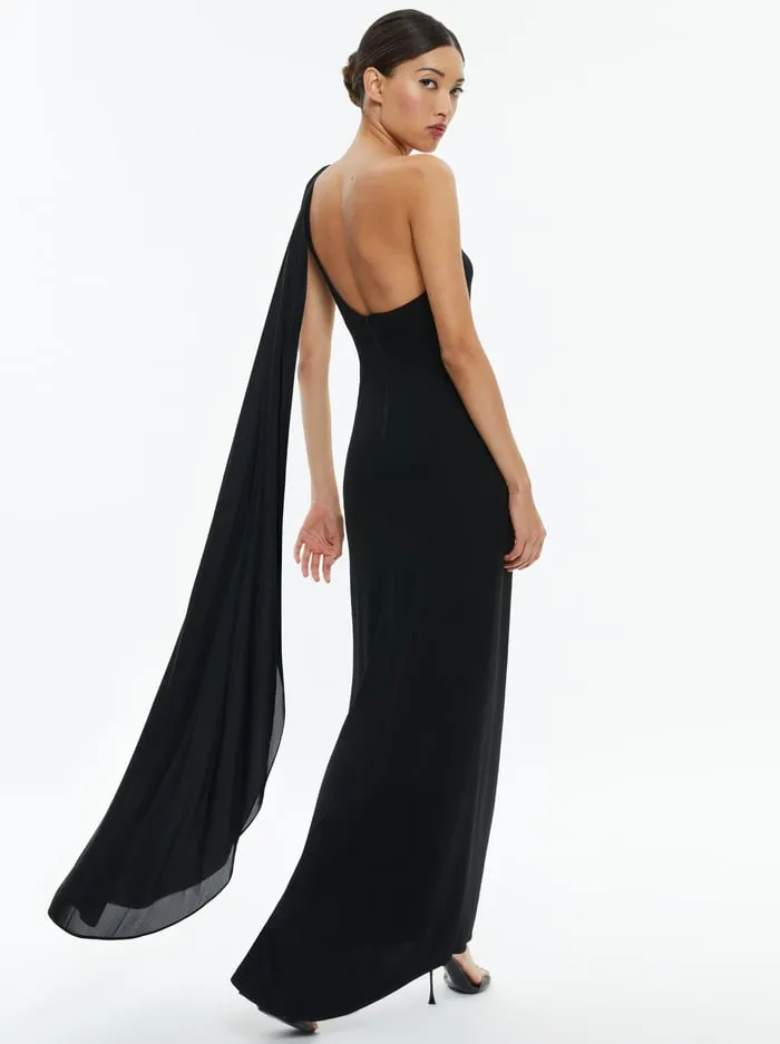 Dresses Women Alice Olivia Anja One Shoulder Draped Maxi Dress Black