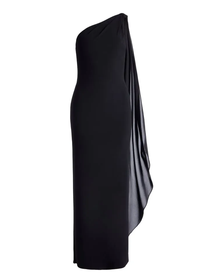 Dresses Women Alice Olivia Anja One Shoulder Draped Maxi Dress Black