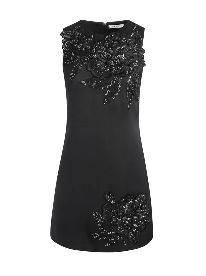 Dresses Women Alice Olivia Clyde Mini Dress Le Parisien Blackgunmetal