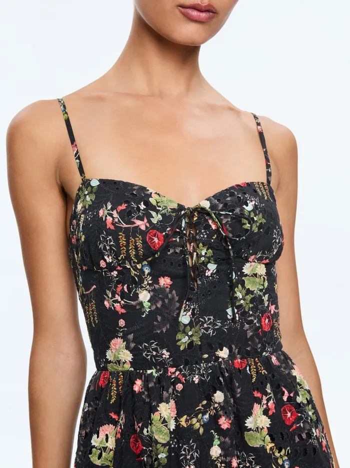 Dresses Women Alice Olivia Daisy Tie Front Tiered Ruffle Mini Dress Blush Kiss Black