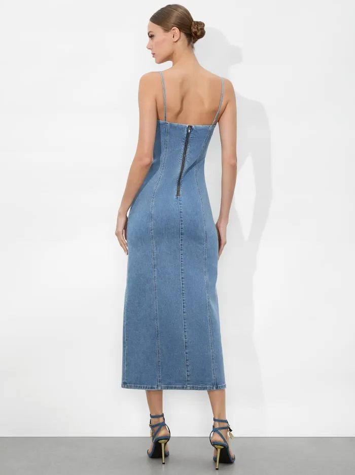 Dresses Women Alice Olivia Nakisha Midi Dress Aubrey Blue