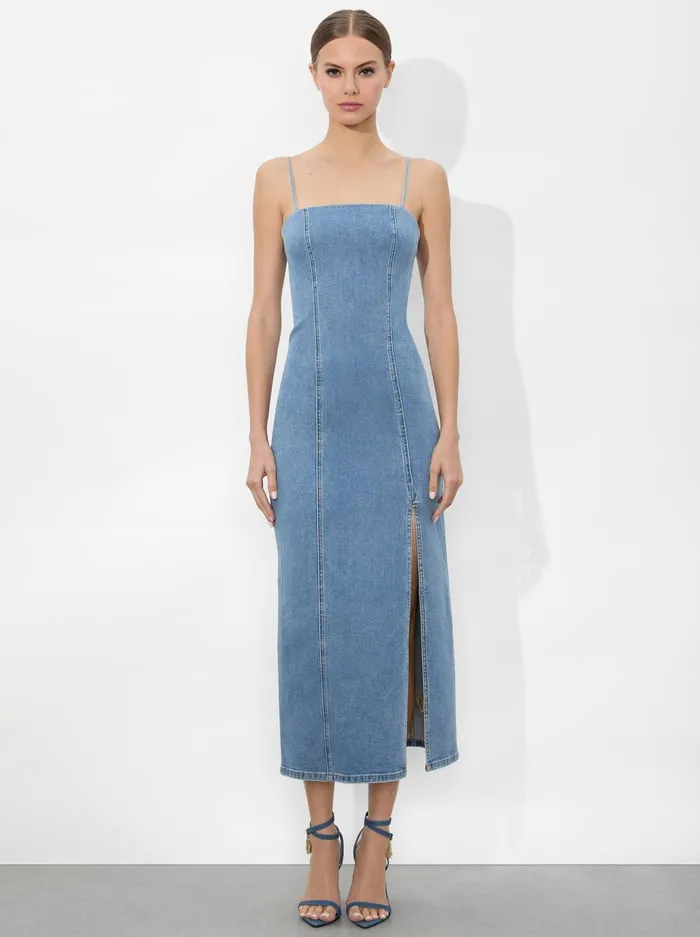 Dresses Women Alice Olivia Nakisha Midi Dress Aubrey Blue
