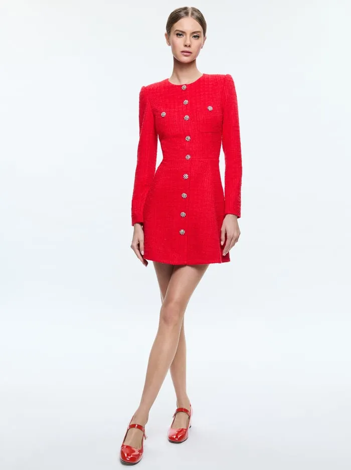 Dresses Women Alice Olivia Shiloh Mini Dress Bright Ruby