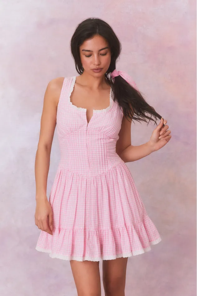 Dresses WomenKids LoveShackFancy Ceronne Gingham Cotton Mini Dress Sunkissed Rose