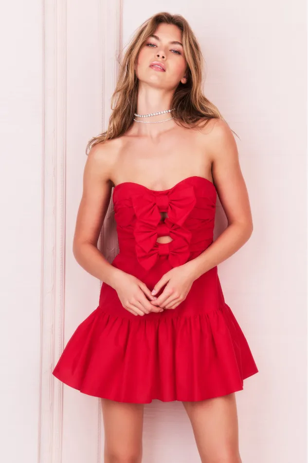 Dresses WomenKids LoveShackFancy Woodlow Bow Mini Dress Red