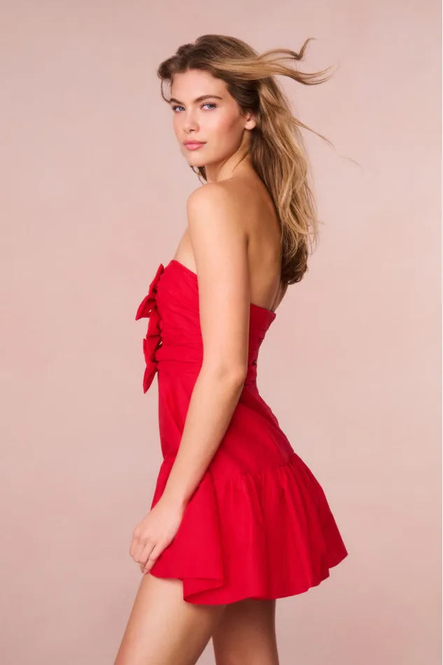 Dresses WomenKids LoveShackFancy Woodlow Bow Mini Dress Red