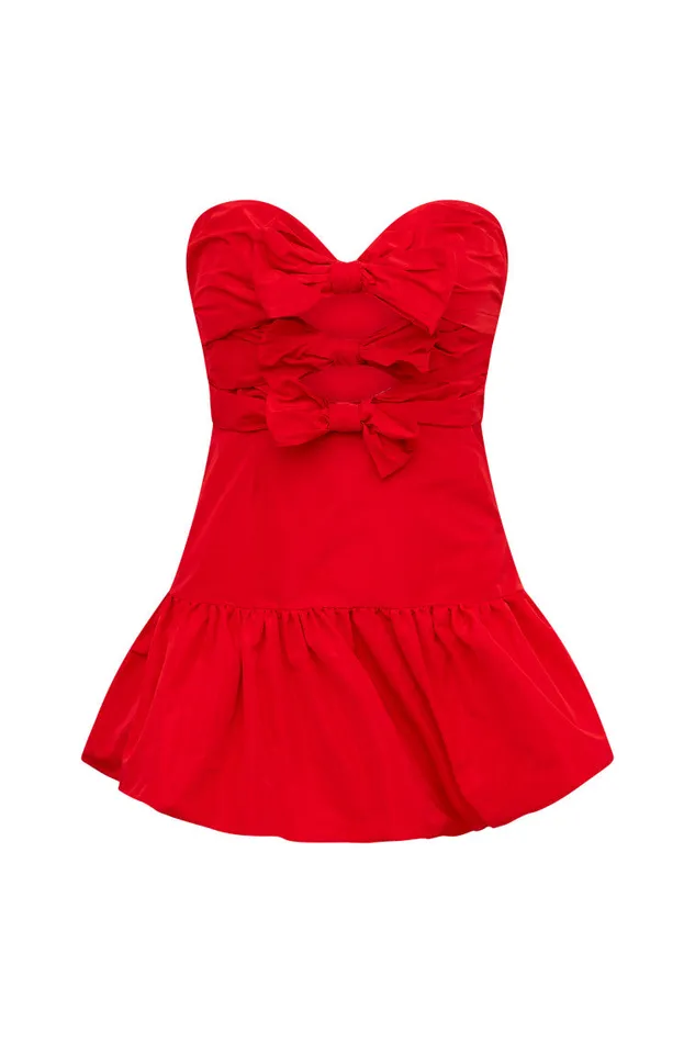 Dresses WomenKids LoveShackFancy Woodlow Bow Mini Dress Red