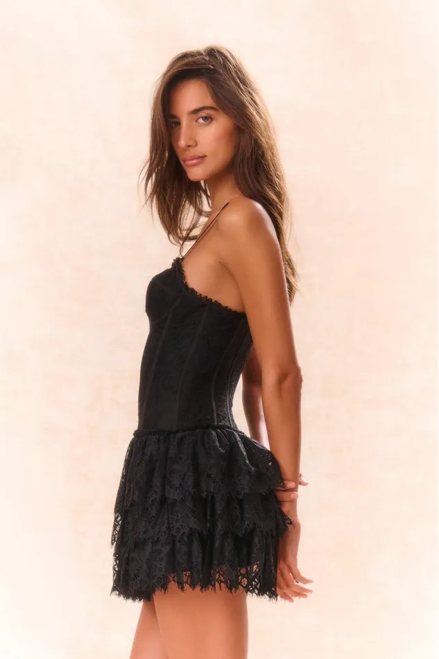 Dresses Women LoveShackFancy Carlene Lace Bustier Mini Dress Black