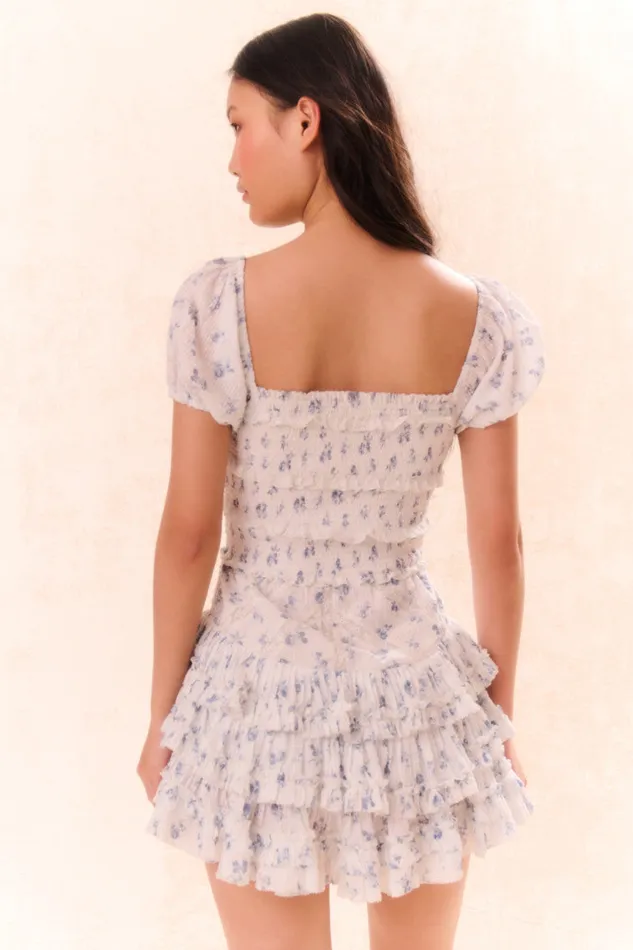 Dresses Women LoveShackFancy Fellows Cotton Floral Dress Ashen Blue