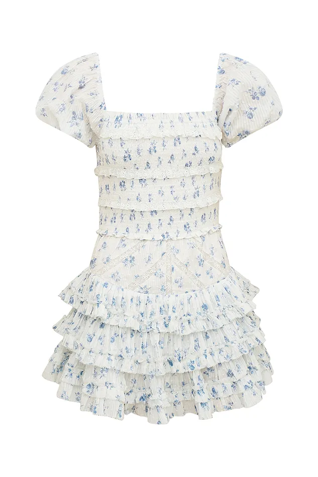 Dresses Women LoveShackFancy Fellows Cotton Floral Dress Ashen Blue