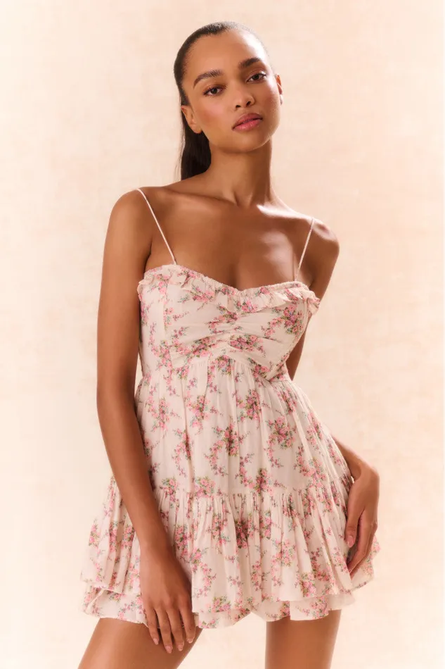Dresses Women LoveShackFancy Linny Floral Mini Dress Mauve Ballet