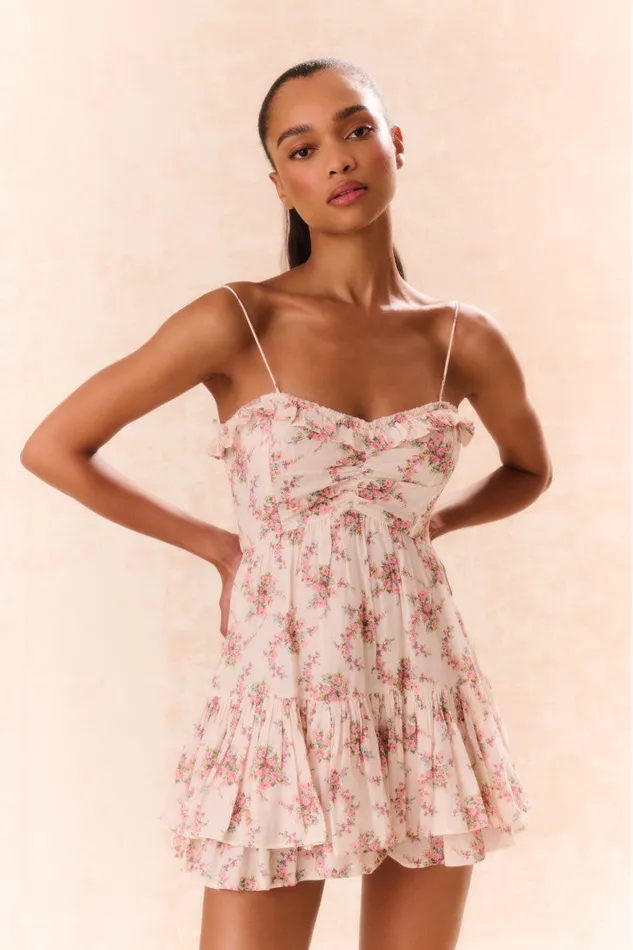 Dresses Women LoveShackFancy Linny Floral Mini Dress Mauve Ballet