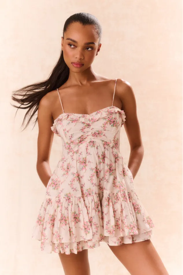 Dresses Women LoveShackFancy Linny Floral Mini Dress Mauve Ballet