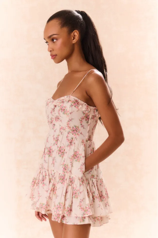 Dresses Women LoveShackFancy Linny Floral Mini Dress Mauve Ballet