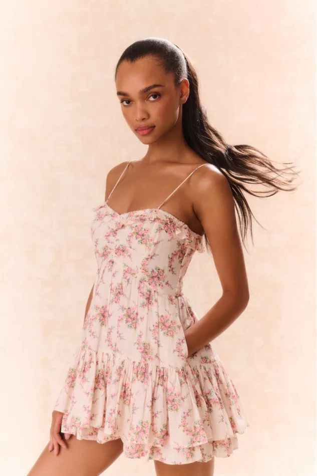 Dresses Women LoveShackFancy Linny Floral Mini Dress Mauve Ballet