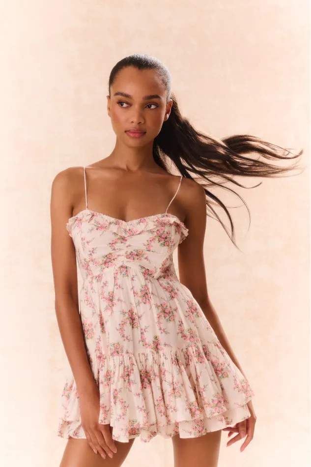 Dresses Women LoveShackFancy Linny Floral Mini Dress Mauve Ballet