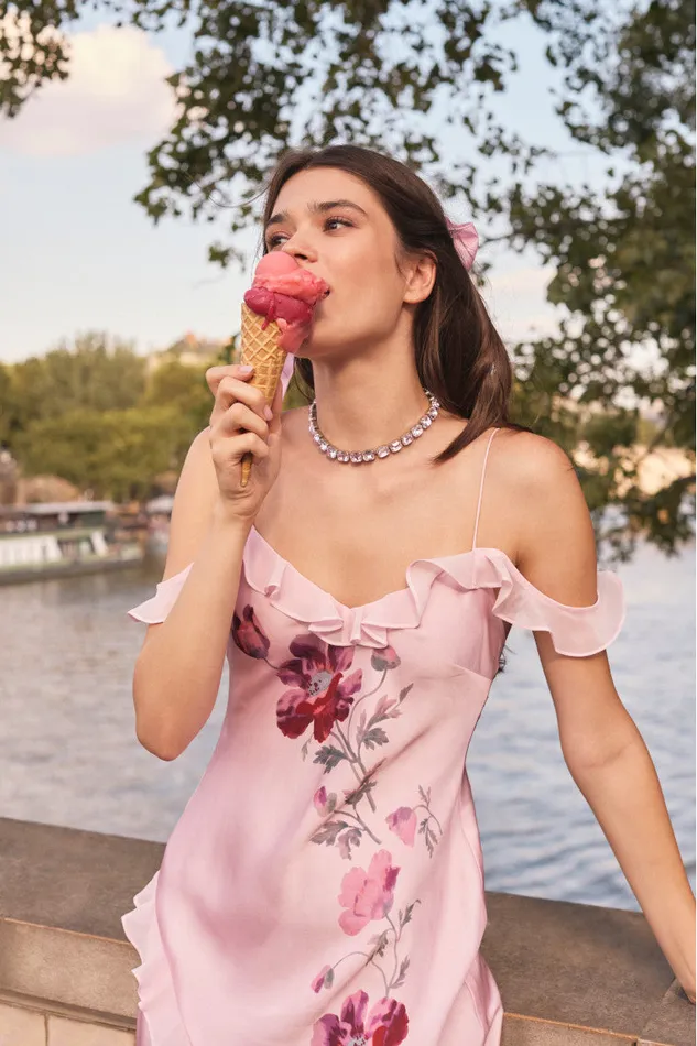 Dresses Women LoveShackFancy Parisa Silk Floral Maxi Dress Plum Rose