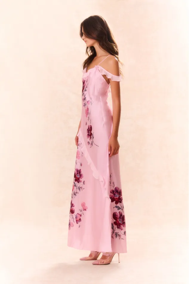 Dresses Women LoveShackFancy Parisa Silk Floral Maxi Dress Plum Rose