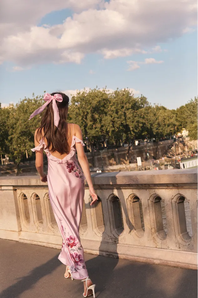 Dresses Women LoveShackFancy Parisa Silk Floral Maxi Dress Plum Rose