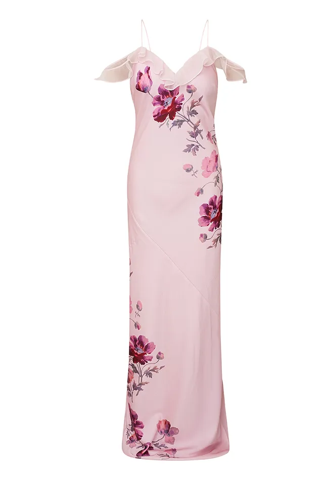 Dresses Women LoveShackFancy Parisa Silk Floral Maxi Dress Plum Rose