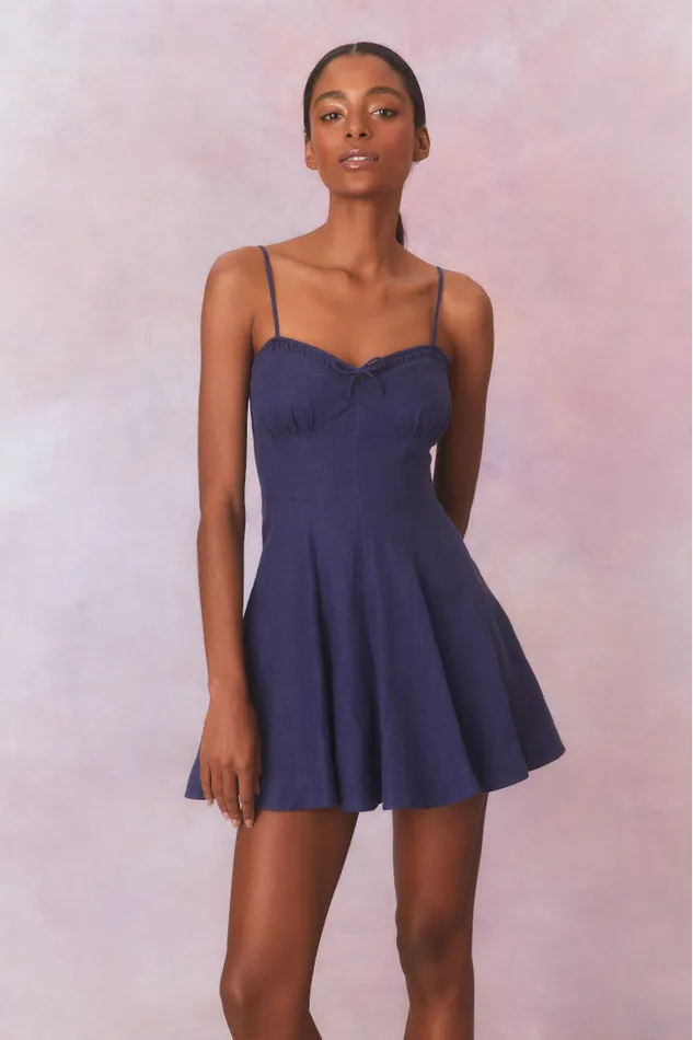Dresses Women LoveShackFancy Shai Linen Mini Dress Navy