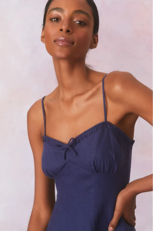 Dresses Women LoveShackFancy Shai Linen Mini Dress Navy