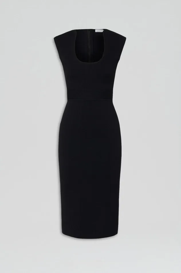 Dresses Women Scanlan Theodore CREPE KNIT SCOOP NECK DRESS Black