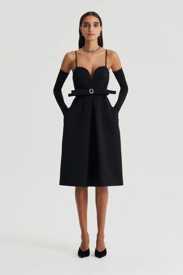 Dresses Women Scanlan Theodore DIAMANTE TRIM DRESS Black