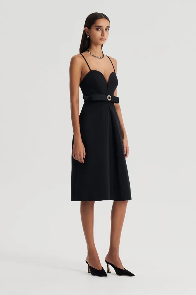 Dresses Women Scanlan Theodore DIAMANTE TRIM DRESS Black Dresses Women Scanlan Theodore DIAMANTE TRIM DRESS Black