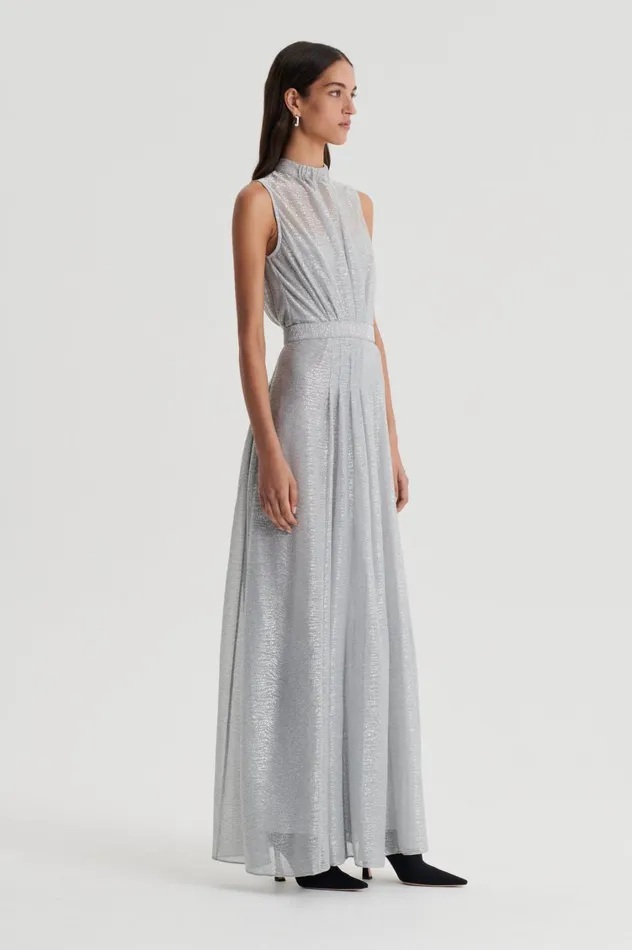 Dresses Women Scanlan Theodore TINSEL GOWN Silver Dresses Women Scanlan Theodore TINSEL GOWN Silver
