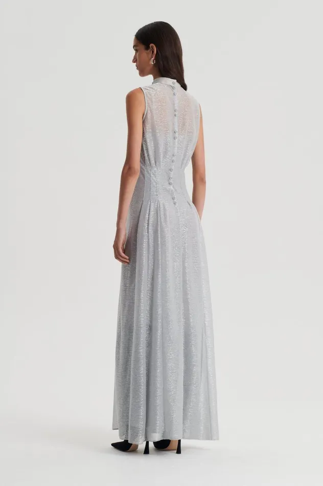 Dresses Women Scanlan Theodore TINSEL GOWN Silver Dresses Women Scanlan Theodore TINSEL GOWN Silver