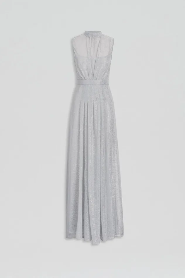 Dresses Women Scanlan Theodore TINSEL GOWN Silver Dresses Women Scanlan Theodore TINSEL GOWN Silver
