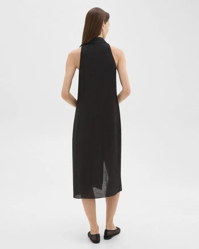 Dresses Women Theory Halter Neck Shirt Dress In Hemp Black Dresses Women Theory Halter Neck Shirt Dress In Hemp Black