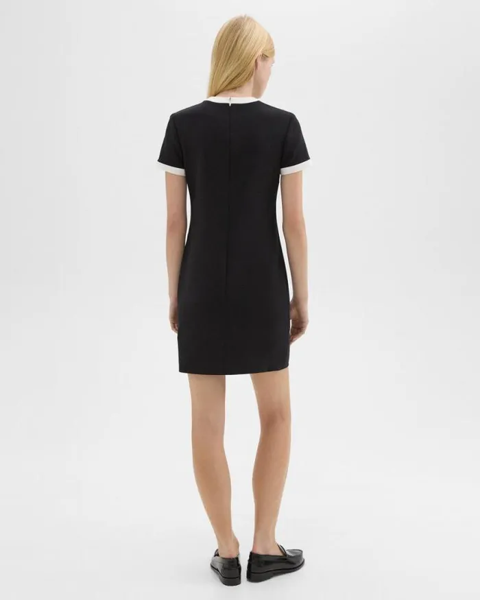 Dresses Women Theory ShortSleeve Dress In Crepe Blackivory Dresses Women Theory ShortSleeve Dress In Crepe Blackivory