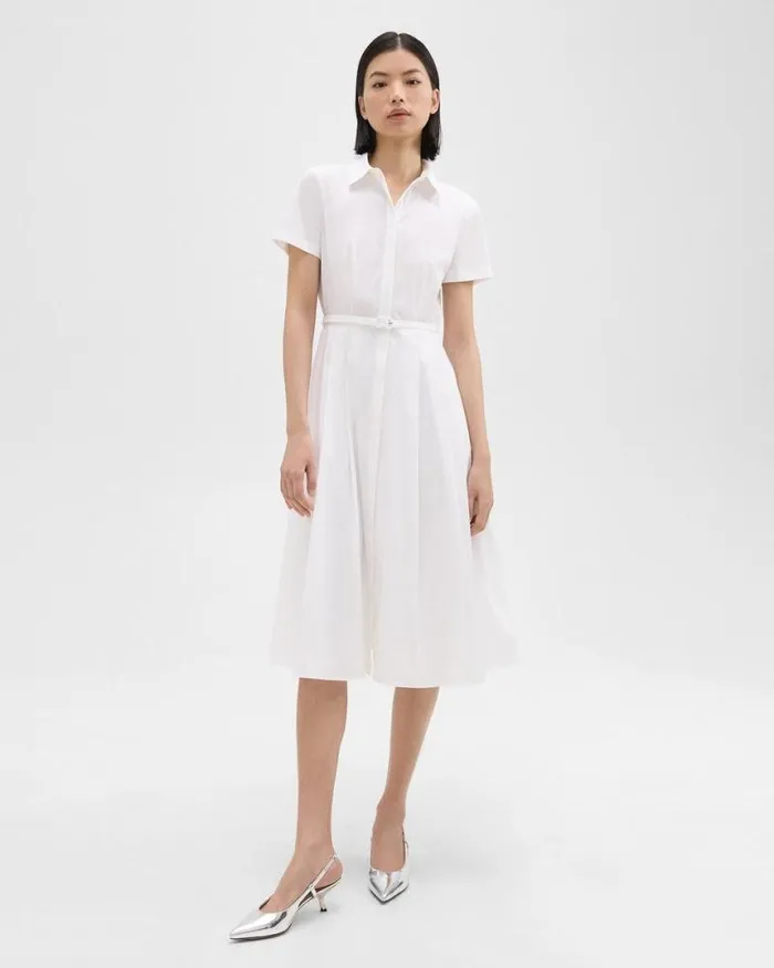 Dresses Women Theory ShortSleeve Shirt Dress In Good Cotton White
