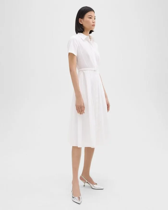 Dresses Women Theory ShortSleeve Shirt Dress In Good Cotton White