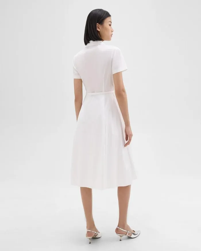 Dresses Women Theory ShortSleeve Shirt Dress In Good Cotton White