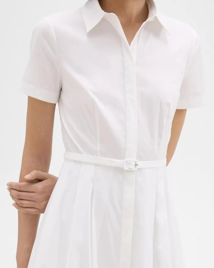 Dresses Women Theory ShortSleeve Shirt Dress In Good Cotton White