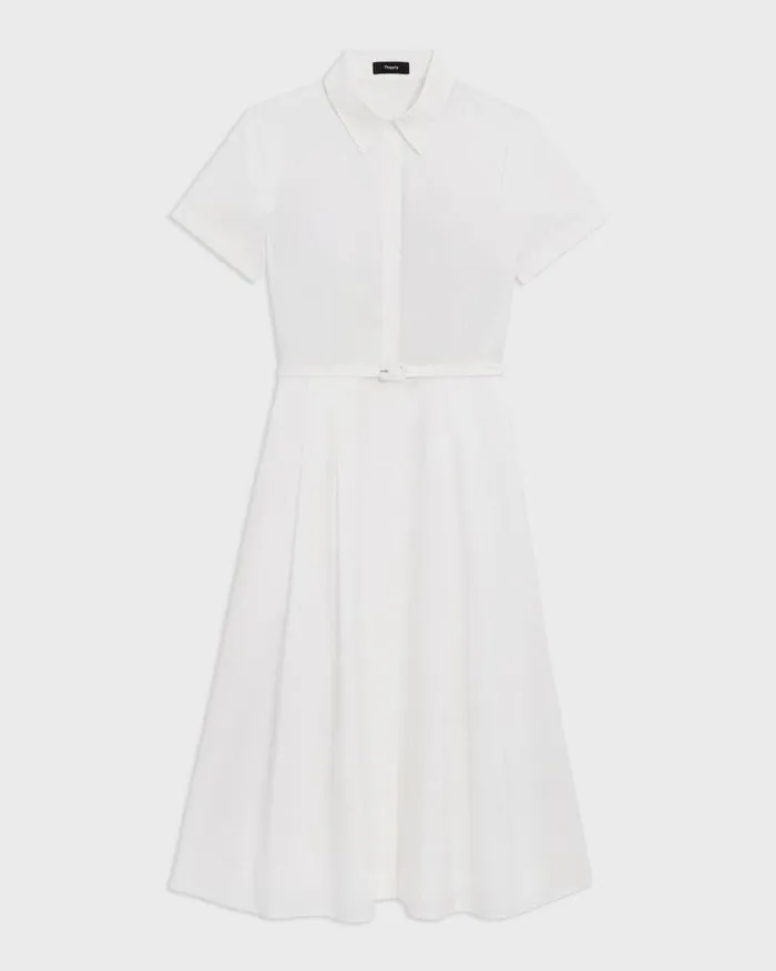 Dresses Women Theory ShortSleeve Shirt Dress In Good Cotton White