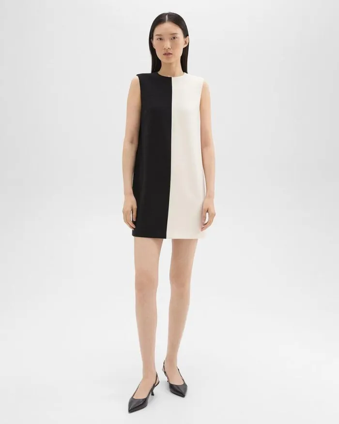Dresses Women Theory Split Sleeveless Shift Dress In Crepe Blackrice