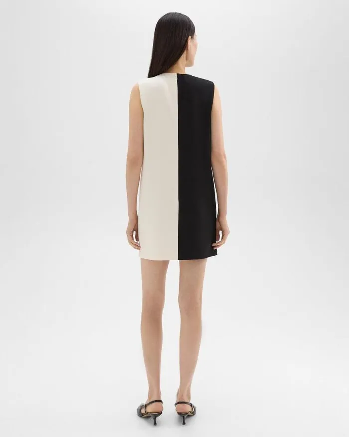 Dresses Women Theory Split Sleeveless Shift Dress In Crepe Blackrice Dresses Women Theory Split Sleeveless Shift Dress In Crepe Blackrice