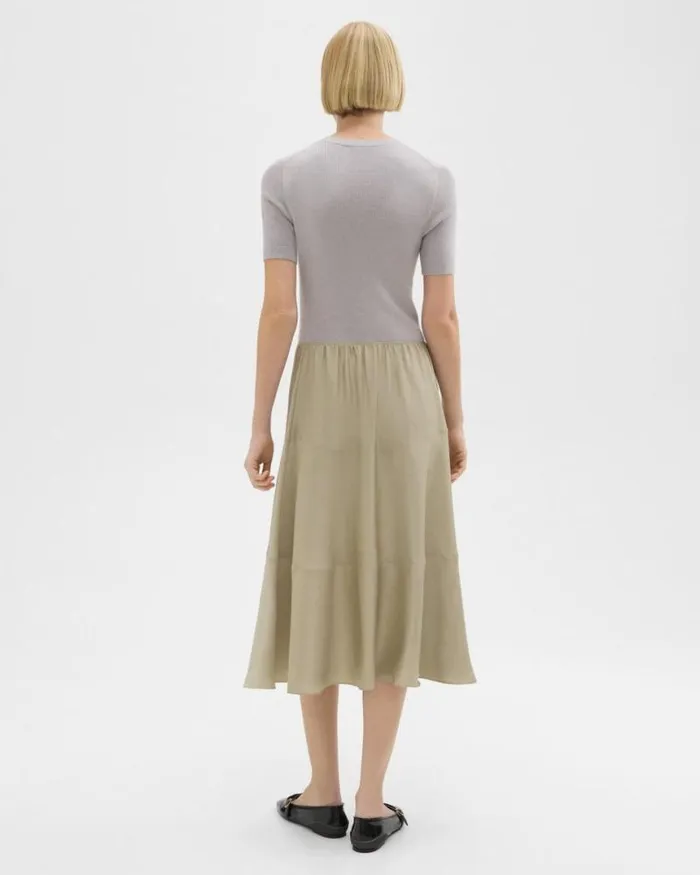 Dresses Women Theory WoolViscose Combo Dress Warm Silverlight Fossil