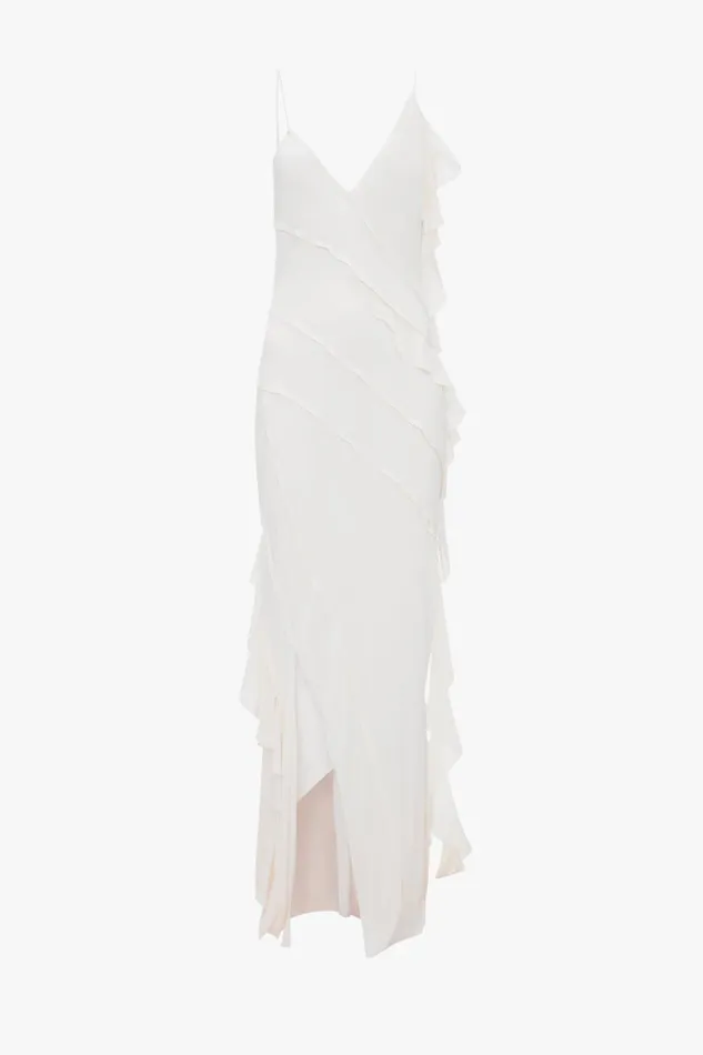 Dresses Women Victoria Beckham Exclusive Asymmetric Bias Frill Dress In Ivory Dresses Women Victoria Beckham Exclusive Asymmetric Bias Frill Dress In Ivory