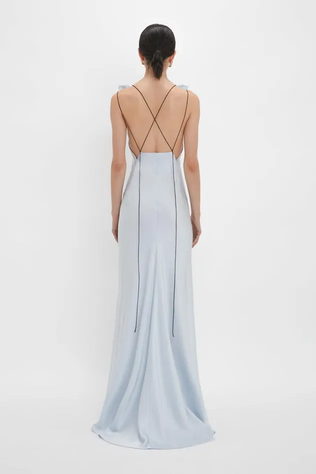 Dresses Women Victoria Beckham Exclusive Gathered Shoulder Cami FloorLength Gown In Ice Blue