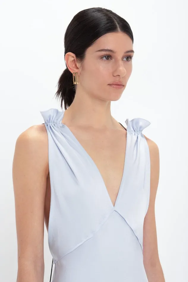 Dresses Women Victoria Beckham Exclusive Gathered Shoulder Cami FloorLength Gown In Ice Blue