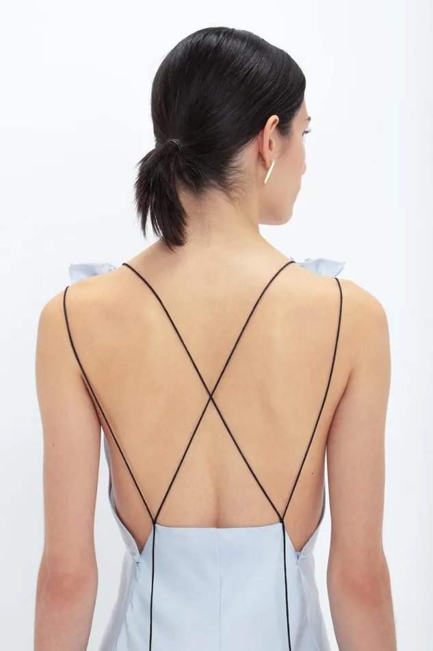 Dresses Women Victoria Beckham Exclusive Gathered Shoulder Cami FloorLength Gown In Ice Blue